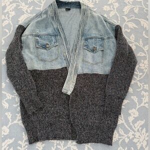 SAACHI Denim and Navy Knit Jean Jacket